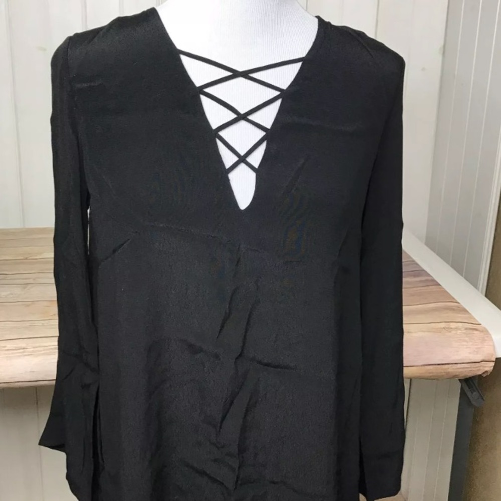Astr Black Cross Front, Long Sleeve Dress